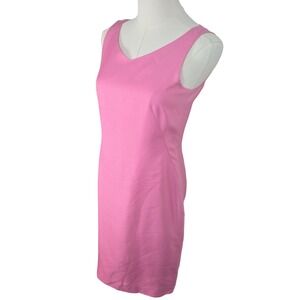 Ann Taylor Pink Silk Sheath Dress Petite 4P Lined Sleeveless Bra Strap Tabs